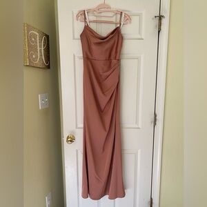 Azazie Marzia Stretch Maxi Gown in Bronzer